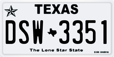 TX license plate DSW3351