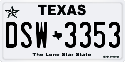 TX license plate DSW3353