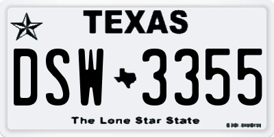 TX license plate DSW3355