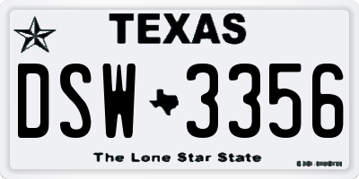 TX license plate DSW3356