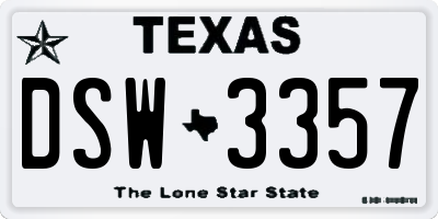 TX license plate DSW3357