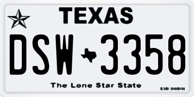TX license plate DSW3358