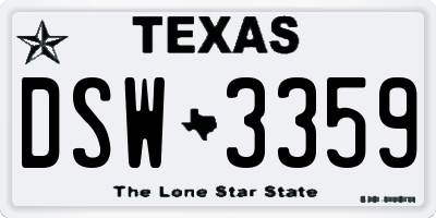 TX license plate DSW3359