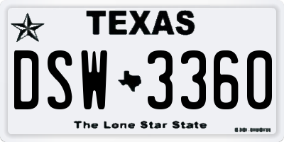 TX license plate DSW3360