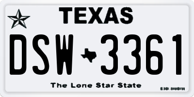 TX license plate DSW3361