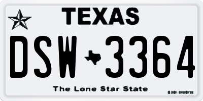 TX license plate DSW3364