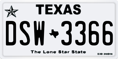 TX license plate DSW3366