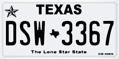TX license plate DSW3367