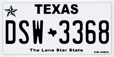 TX license plate DSW3368
