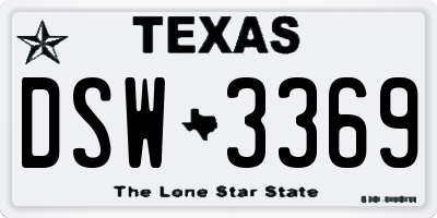 TX license plate DSW3369