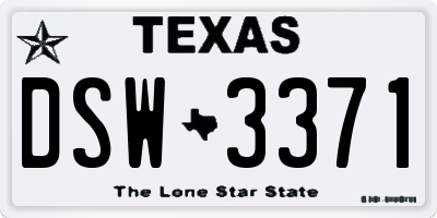 TX license plate DSW3371