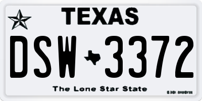 TX license plate DSW3372