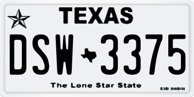 TX license plate DSW3375
