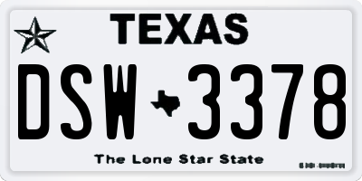TX license plate DSW3378