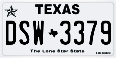 TX license plate DSW3379