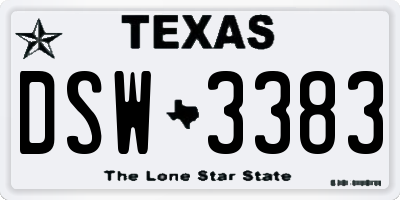 TX license plate DSW3383