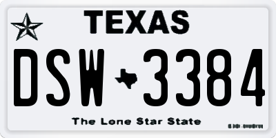TX license plate DSW3384