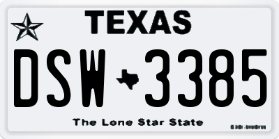 TX license plate DSW3385