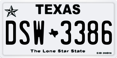 TX license plate DSW3386