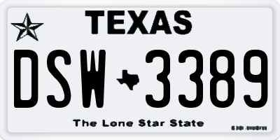 TX license plate DSW3389