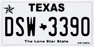 TX license plate DSW3390