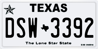 TX license plate DSW3392