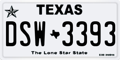 TX license plate DSW3393