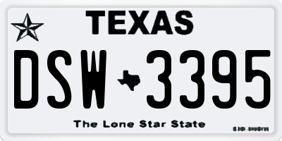 TX license plate DSW3395