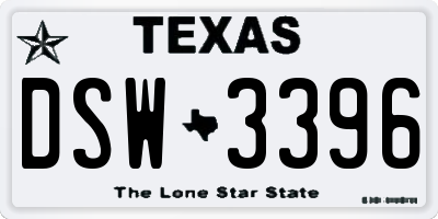 TX license plate DSW3396