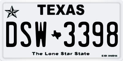 TX license plate DSW3398