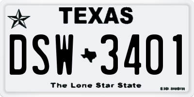 TX license plate DSW3401