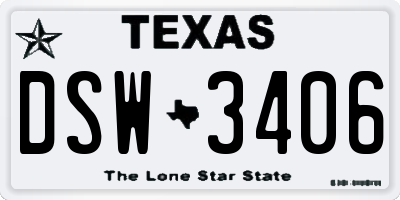 TX license plate DSW3406