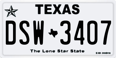 TX license plate DSW3407