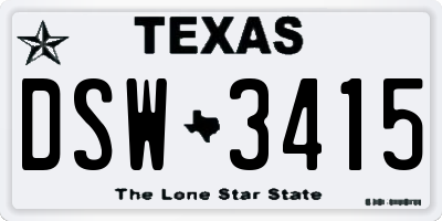 TX license plate DSW3415
