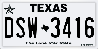 TX license plate DSW3416