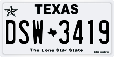 TX license plate DSW3419