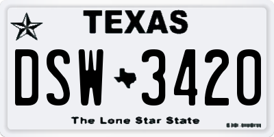 TX license plate DSW3420