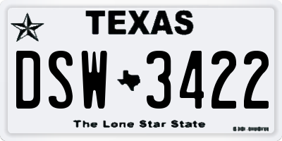 TX license plate DSW3422
