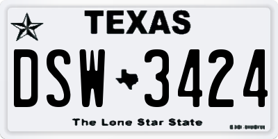TX license plate DSW3424