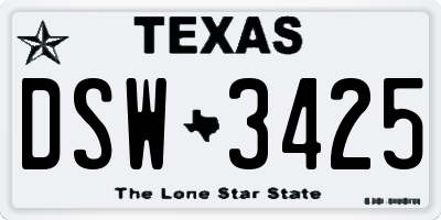 TX license plate DSW3425
