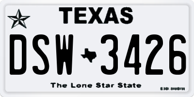 TX license plate DSW3426