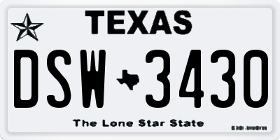 TX license plate DSW3430