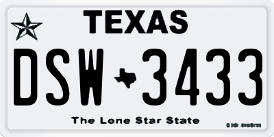 TX license plate DSW3433