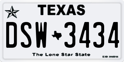 TX license plate DSW3434
