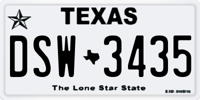 TX license plate DSW3435