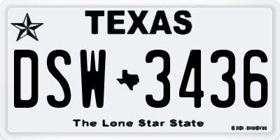 TX license plate DSW3436