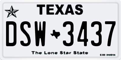 TX license plate DSW3437