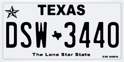 TX license plate DSW3440