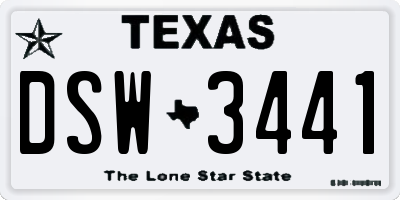 TX license plate DSW3441