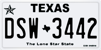 TX license plate DSW3442